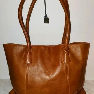 Tan Leather Tote Bag By AMEN